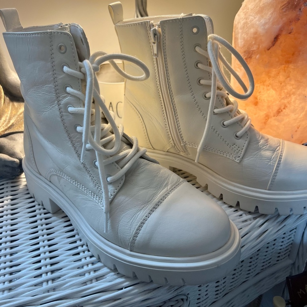 Aldo White Combat Boots- practically brand new